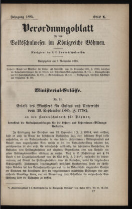 Verordnungsblatt für das Volksschulwesen im Königreiche Böhmen 18851101 Seite: 1