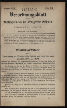 Verordnungsblatt für das Volksschulwesen im Königreiche Böhmen