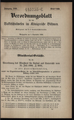 Verordnungsblatt für das Volksschulwesen im Königreiche Böhmen