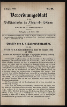 Verordnungsblatt für das Volksschulwesen im Königreiche Böhmen 18861001 Seite: 1