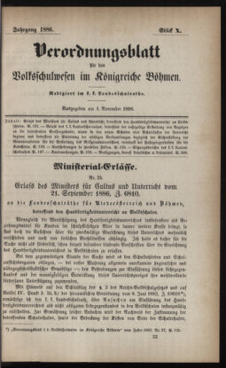 Verordnungsblatt für das Volksschulwesen im Königreiche Böhmen 18861101 Seite: 1