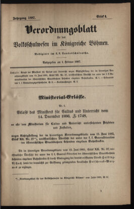 Verordnungsblatt für das Volksschulwesen im Königreiche Böhmen 18870201 Seite: 1