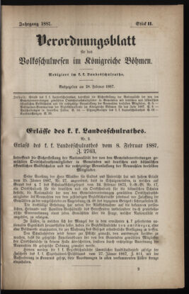 Verordnungsblatt für das Volksschulwesen im Königreiche Böhmen 18870225 Seite: 1