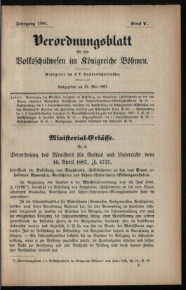 Verordnungsblatt für das Volksschulwesen im Königreiche Böhmen 18870531 Seite: 1