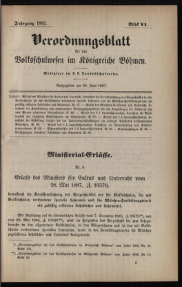 Verordnungsblatt für das Volksschulwesen im Königreiche Böhmen 18870630 Seite: 1