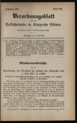 Verordnungsblatt für das Volksschulwesen im Königreiche Böhmen 18870731 Seite: 1