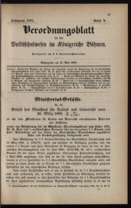 Verordnungsblatt für das Volksschulwesen im Königreiche Böhmen 18880531 Seite: 1