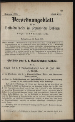 Verordnungsblatt für das Volksschulwesen im Königreiche Böhmen 18880831 Seite: 1