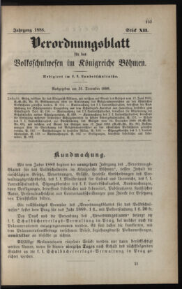 Verordnungsblatt für das Volksschulwesen im Königreiche Böhmen 18881231 Seite: 1