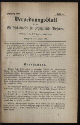 Verordnungsblatt für das Volksschulwesen im Königreiche Böhmen 18890131 Seite: 1