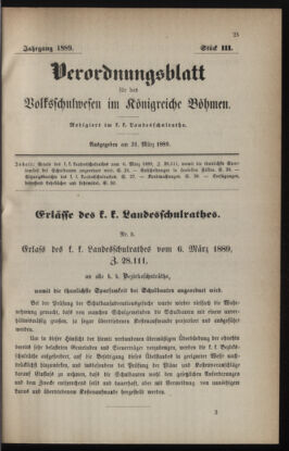 Verordnungsblatt für das Volksschulwesen im Königreiche Böhmen 18890331 Seite: 1