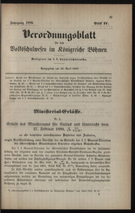 Verordnungsblatt für das Volksschulwesen im Königreiche Böhmen 18890430 Seite: 1