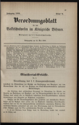 Verordnungsblatt für das Volksschulwesen im Königreiche Böhmen 18890531 Seite: 1