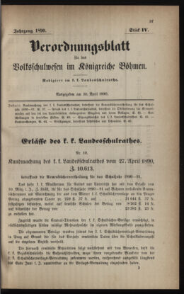 Verordnungsblatt für das Volksschulwesen im Königreiche Böhmen 18900430 Seite: 1