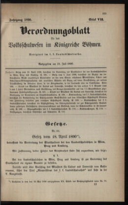 Verordnungsblatt für das Volksschulwesen im Königreiche Böhmen 18900731 Seite: 1