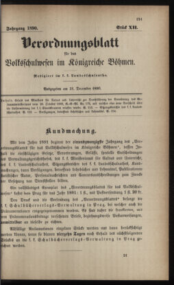 Verordnungsblatt für das Volksschulwesen im Königreiche Böhmen 18901231 Seite: 1