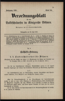 Verordnungsblatt für das Volksschulwesen im Königreiche Böhmen 18910630 Seite: 1