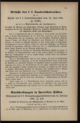 Verordnungsblatt für das Volksschulwesen im Königreiche Böhmen 18910630 Seite: 39