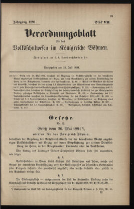 Verordnungsblatt für das Volksschulwesen im Königreiche Böhmen 18910731 Seite: 1