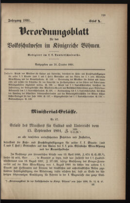 Verordnungsblatt für das Volksschulwesen im Königreiche Böhmen 18911031 Seite: 1