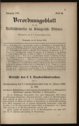 Verordnungsblatt für das Volksschulwesen im Königreiche Böhmen 18920229 Seite: 1