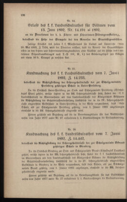 Verordnungsblatt für das Volksschulwesen im Königreiche Böhmen 18920630 Seite: 42