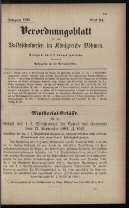 Verordnungsblatt für das Volksschulwesen im Königreiche Böhmen 18921130 Seite: 1