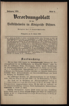 Verordnungsblatt für das Volksschulwesen im Königreiche Böhmen 18930131 Seite: 1