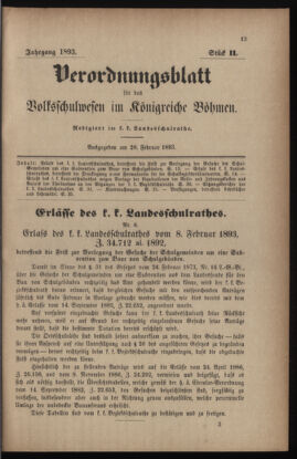 Verordnungsblatt für das Volksschulwesen im Königreiche Böhmen 18930228 Seite: 1