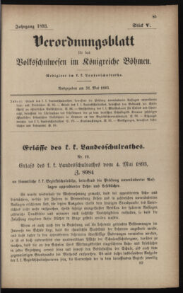 Verordnungsblatt für das Volksschulwesen im Königreiche Böhmen 18930531 Seite: 1