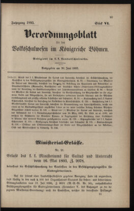 Verordnungsblatt für das Volksschulwesen im Königreiche Böhmen 18930630 Seite: 1