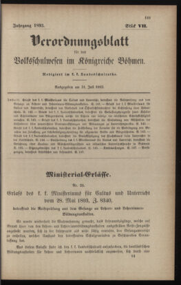 Verordnungsblatt für das Volksschulwesen im Königreiche Böhmen 18930731 Seite: 1