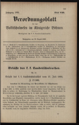 Verordnungsblatt für das Volksschulwesen im Königreiche Böhmen 18930831 Seite: 1