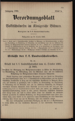 Verordnungsblatt für das Volksschulwesen im Königreiche Böhmen 18931031 Seite: 1