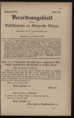 Verordnungsblatt für das Volksschulwesen im Königreiche Böhmen 18931130 Seite: 1