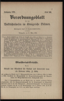 Verordnungsblatt für das Volksschulwesen im Königreiche Böhmen