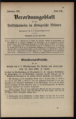 Verordnungsblatt für das Volksschulwesen im Königreiche Böhmen 18940731 Seite: 1