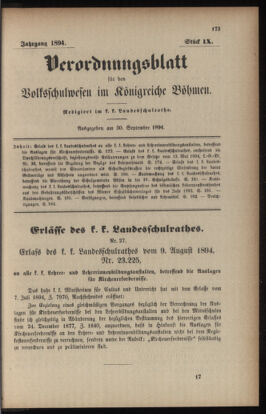 Verordnungsblatt für das Volksschulwesen im Königreiche Böhmen 18940930 Seite: 1