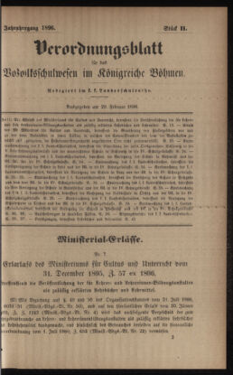 Verordnungsblatt für das Volksschulwesen im Königreiche Böhmen 18960229 Seite: 1