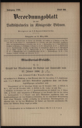 Verordnungsblatt für das Volksschulwesen im Königreiche Böhmen 18960331 Seite: 1