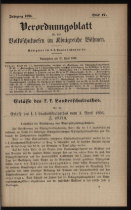 Verordnungsblatt für das Volksschulwesen im Königreiche Böhmen 18960430 Seite: 1