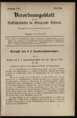 Verordnungsblatt für das Volksschulwesen im Königreiche Böhmen 18970331 Seite: 1