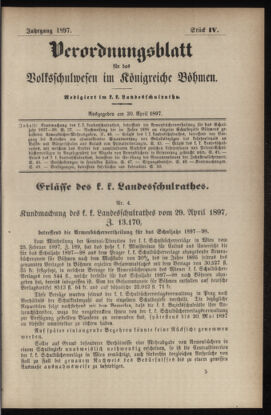 Verordnungsblatt für das Volksschulwesen im Königreiche Böhmen 18970430 Seite: 1