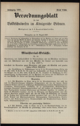 Verordnungsblatt für das Volksschulwesen im Königreiche Böhmen 18970831 Seite: 1