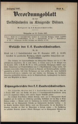 Verordnungsblatt für das Volksschulwesen im Königreiche Böhmen 18971031 Seite: 1