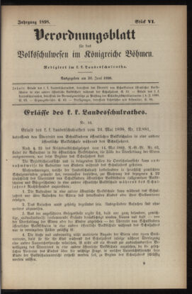 Verordnungsblatt für das Volksschulwesen im Königreiche Böhmen 18980630 Seite: 1