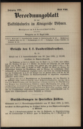 Verordnungsblatt für das Volksschulwesen im Königreiche Böhmen 18980831 Seite: 1