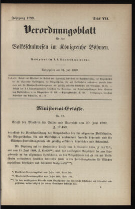 Verordnungsblatt für das Volksschulwesen im Königreiche Böhmen 18990731 Seite: 1