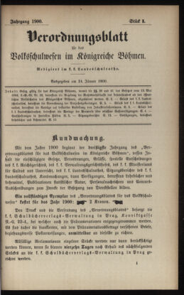 Verordnungsblatt für das Volksschulwesen im Königreiche Böhmen 19000131 Seite: 1