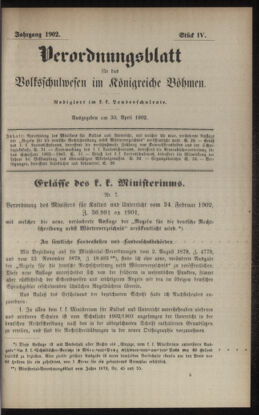 Verordnungsblatt für das Volksschulwesen im Königreiche Böhmen 19020430 Seite: 1